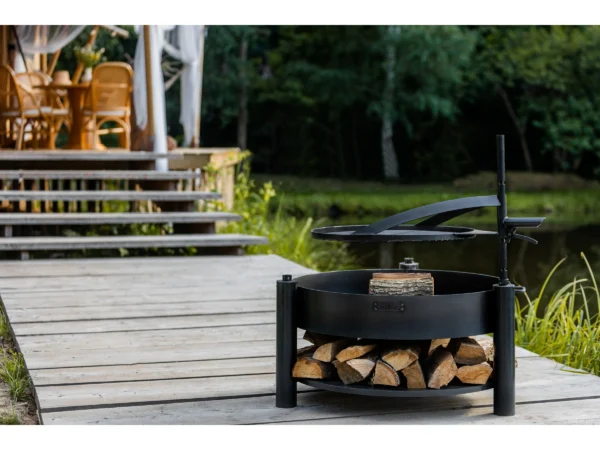 CookKing Feuerschale Stahl Montana X Inkl. Holzlager Ø 88 cm x 110 cm Schwarz – Image 2