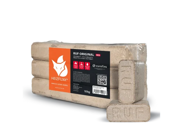 Heizfuxx Holzbriketts Ruf Original Red 10kg x 30 Gebinde 300kg Palette – Image 4