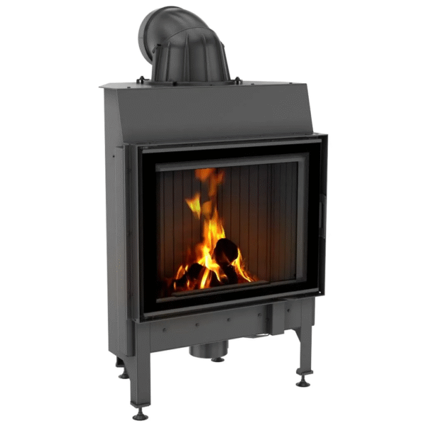 Kamineinsatz aus Stahl NADIA 12 kW Ø 200 schwarz Verkleidung